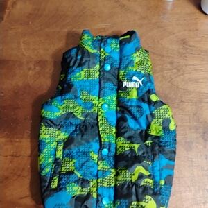 Puma Kids' Blue and Green Patterned Vest
